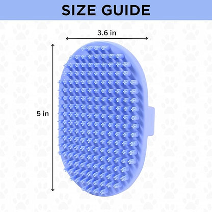 Dog Grooming Bath Brush, Pet Rubber Brush For Shower Scrubbing &amp; Soothing Massage, Ideal for Long &amp; Short Haired Dogs and Cats, Essential Puppy Grooming Accessories, Short Pins [We Love Doodles]