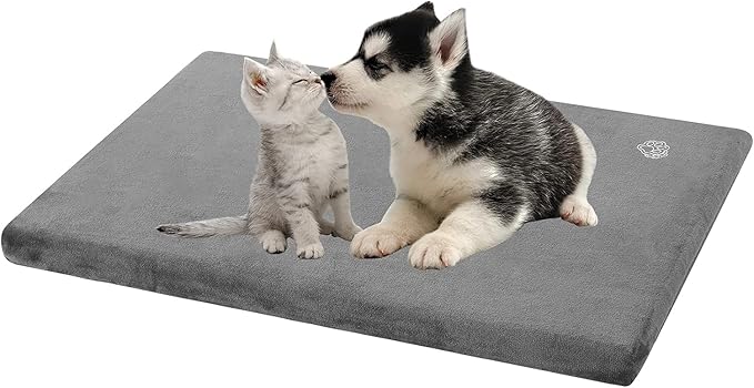 EMPSIGN Stylish Dog Bed Mat Dog Crate Pad Mattress Reversible (Cool &amp; Warm), Water Proof Linings, Removable Machine Washable Cover, Firm Support Pet Crate Bed for Small to XX-Large Dogs, Grey