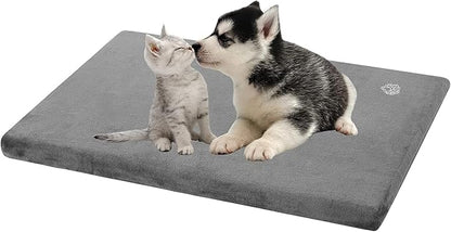 EMPSIGN Stylish Dog Bed Mat Dog Crate Pad Mattress Reversible (Cool &amp; Warm), Water Proof Linings, Removable Machine Washable Cover, Firm Support Pet Crate Bed for Small to XX-Large Dogs, Grey