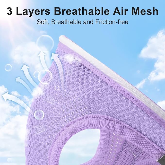 Light Up Dog Harness,Rechargeable LED Dog Harness for Small Medium Large Dogs,Reflective Lighted Safety Vest for Night Walking &amp; Camping,Lightweight &amp; Adjustable,Lavender Purple,XS