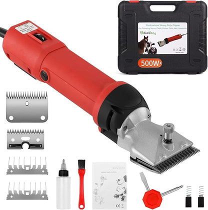 DUCKBOY Heavy Duty Clippers for Thick Coats Animals, 500W Professional Electric Shearing Machine for Horse Pony Cattle and Large Dogs Livestocks Grooming, 6 Speed &amp; 2 Detachable Shearing Blades