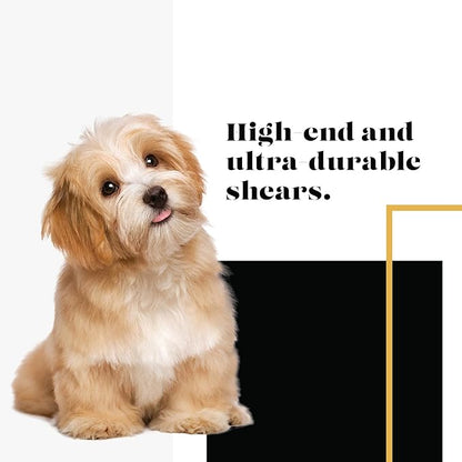 Sharf Gold Touch Pet Grooming Shear | Straight Cat &amp; Dog Grooming Scissors | 7.5 Inch | 440c Japanese Stainless Steel Pet Dog Shearing Scissors | Animal Shears with Removable Comfort Rings