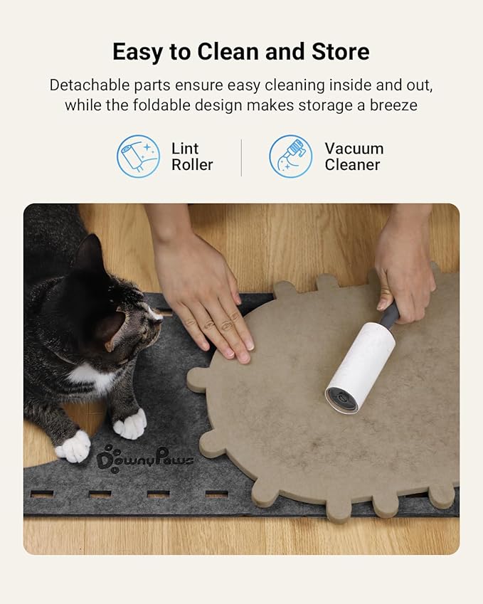 DownyPaws Cat House for Indoor Cats, Cat Bed Cave for Multiple &amp; Large Cats Up to 22 Lbs, Scratch Resistant Peekaboo Cat Caves, Foldable Tunnel Enclosed Bed, PeekaPurr, Sesame Gray