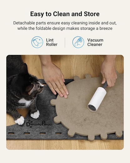 DownyPaws Cat House for Indoor Cats, Cat Bed Cave for Multiple &amp; Large Cats Up to 22 Lbs, Scratch Resistant Peekaboo Cat Caves, Foldable Tunnel Enclosed Bed, PeekaPurr, Sesame Gray