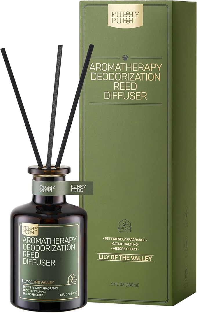 Reed Diffuser for Pet Odor Elimination, Lily of The Valley, Non-Toxic &amp; Pet-Friendly Air Freshening, 6 Oz