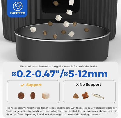 PAPIFEED Automatic Cat Feeder 3.5L/15 Cup 2.4G WiFi Pet Feeder for Dog Work with Alexa &amp; Echo Timed Cat Food Dispenser for Remote Feeding with Stainless Steel Bowl up to 10 Meals Per Day with APP