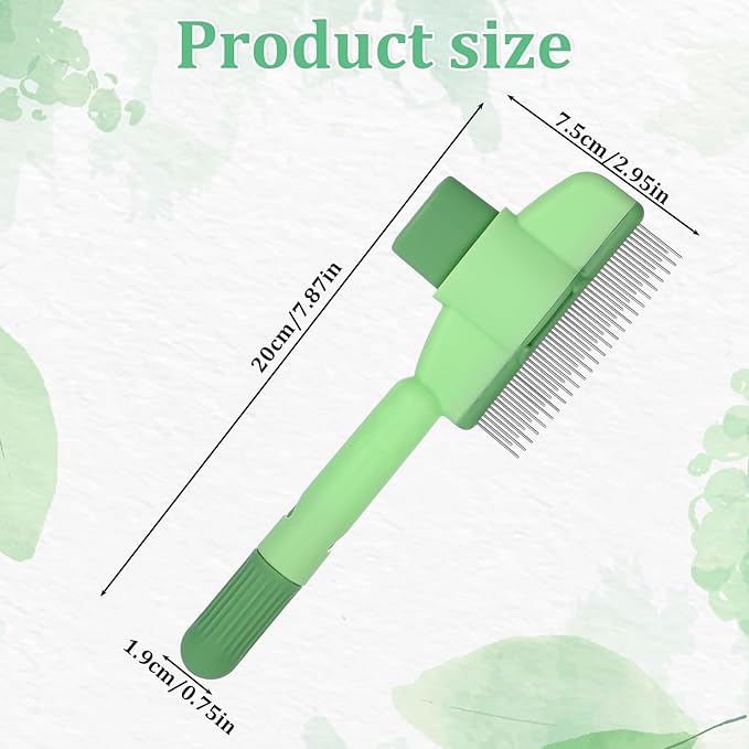 Flea Comb for Cats Dogs Brush for Shedding with Release Button Fine Tooth Pet Hair Removal Comb with Long &amp; Short Stainless Steel Teeth for Deshedding Self-Cleaning Brush for Cat Dog Small Pets