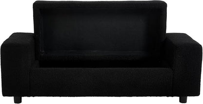 Teddy Storage Ottoman Bench for Bedroom, Comfy Boucle End of Bed Bench with Large Hidden Storgae Space, 55 inches Window Bench for Living Room/Reception Room/Mudroom, Black