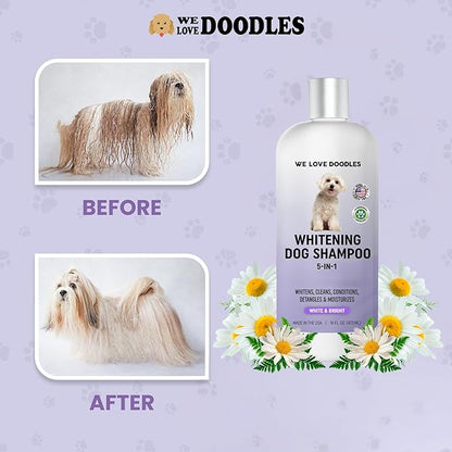 Whitening Dog Shampoo | Made in USA | Brightening Dogs Fur | White &amp; Bright Hair | Removes Stains &amp; Discoloration [We Love Doodles]