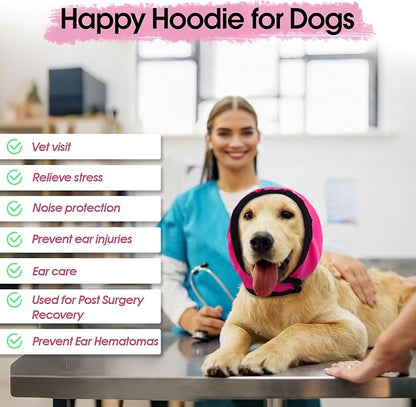 Dog Calming Hoodie, Dog Ear Muffs Noise Protection &amp; Anxiety Relief, No Shake Ear Wraps for Dogs Quiet Ears Cover Headband for Fireworks Grooming Swimming Bathing Force Drying