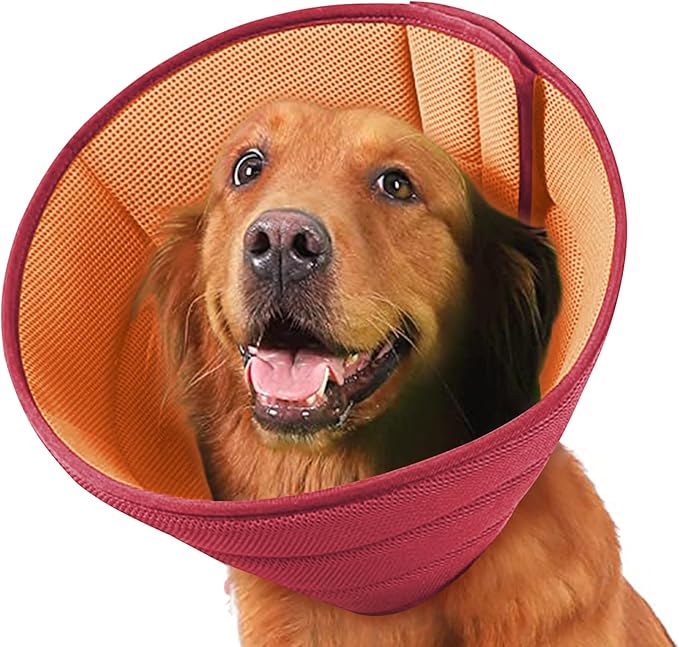 Soft Dog Cone Recovery Collars &amp; Cones After Surgery for Medium Large Dogs, Comfy Ecollars to Stop Licking, Adjustable, Dog Ecollars for Recovery Plastic: Superior Support Fabric: Soft Comfort, XL