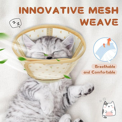 Supet Cat Cone Collar After Surgery, Soft Mesh Recovery Collar to Stop Licking and Scratching, Plastic Cone Alternative for Small Kitten, Medium, Large Cats ()