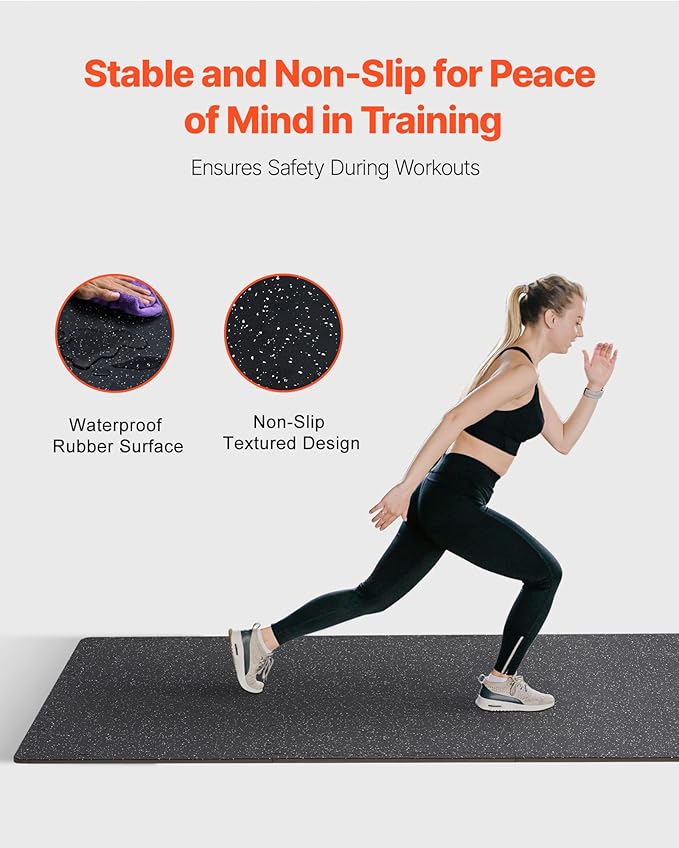 VEVOR 0.56 Inch Thick Gym Floor Mats, 25 Tiles Rubber Top with EVA Foam, 25" x 25" Gym Flooring Workout Mat with 100sq.ft Coverage, Interlocking Puzzle Mats for Home, Garage, Black &amp; White