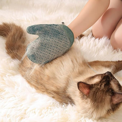 2 in 1 Pet Fur Glove &amp; Cat Hair Remover Glove, Dog Grooming Glove Brush for Shedding, Massage, Efficient Pet Hair Remover Mitt for Uproot Cleaner Clothes, Couch, Carpet [Blue/Pair]