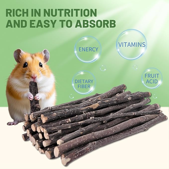 Natural Apple Wood Chew Sticks 300g (10.5oz) for Rabbits, Hamsters, Chinchillas, Guinea Pigs - Small Animal Dental Toys, Safe Untreated Teeth Grinding &amp; Boredom Relief, Rodent Molar Health (120g)