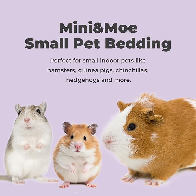 mini&amp;moe Guinea Pig Bedding 25 Liters: Dust-Free and Odor Control Moisture Absorbent Natural Paper Small Pet Bedding - for Guinea Pigs, Hamsters, Rabbits, and Small Animal