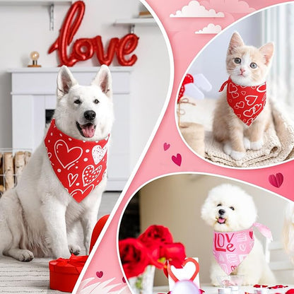 Weewooday 50 Pcs Dog Bandanas Bulk for Dogs Soft Bibs Adjustable Triangle pet Bandana for Small Medium Large Costume(Heart Pattern,25.6 x 17.7 x 17.7 Inch)