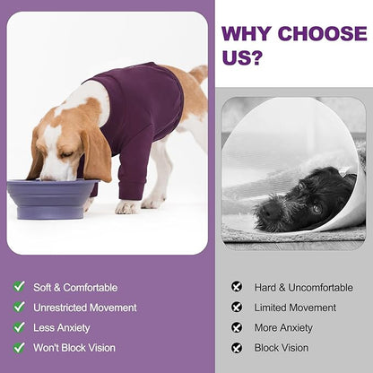IDOMIK Dog Recovery Suit, Dog Surgery Recovery Suit Front Legs, Comfy Joint Leg Sleeves After Surgery, Elbow Braces Protector for Leg Injuries &amp; Joint Pain, Cone Collar Alternatives,Purple,2XL