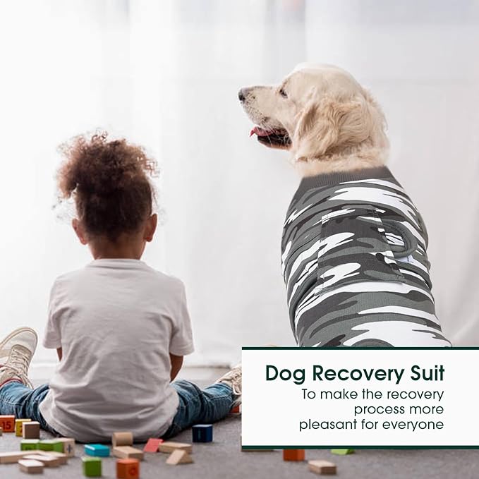 Kuoser Recovery Suit for Dogs Cats After Surgery, Professional Pet Recovery Shirt Dog Abdominal Wounds Bandages, Substitute E-Collar &amp; Cone,Prevent Licking Dog Onesies Pet Surgery Recovery Suit