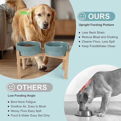 SPUNKYJUNKY Elevated Dog Bowls Ceramic, 8.3&
