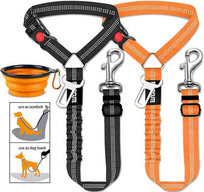 3 Piece Set Dog Seat Belt Retractable Dog Car Seatbelts Adjustable Pet Seat Belt for Vehicle Headrest Restraint Adjustable Heavy Duty &amp; Elastic &amp; Durable Car Harness for Dogs