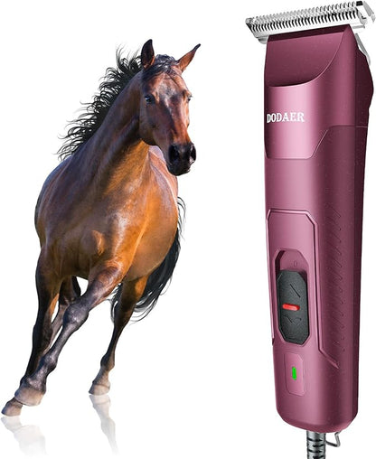 Professional Grooming Electric Corded 2-Speed Horse Clipper with Detachable Blade - Cool &amp; Quiet Running Design - Includes Size T84 Blade for Complete Horse Grooming - Burgundy