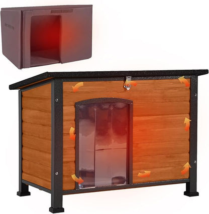 Aivituvin Outdoor Dog House with Insulated Liner Waterproof Dog Kennel for Winter Cat House for Small &amp; Medium &amp; Large Dogs,Cats,Unique All-Around Iron Frame