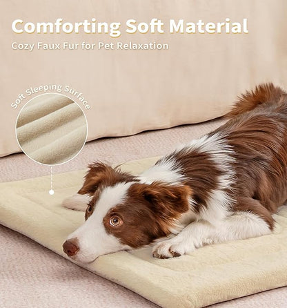 MADE 4 PETS Dog Crate Pad Bed for Large Dogs, Washable &amp; Reversible, Anti-Slip Kennel Mat for Cozy Sleeping, Soft Fluffy Dog Bed for Indoor &amp; Outdoor Use, 36"x27", Beige