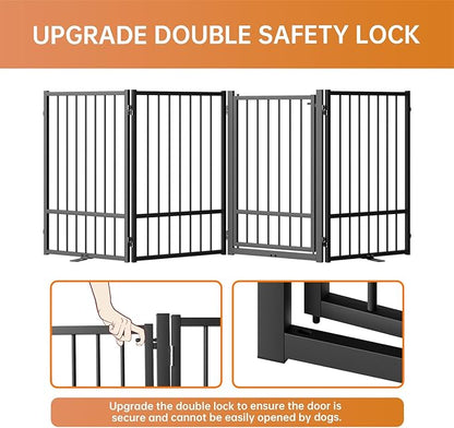 Full Metal Freestanding Dog Gate with Door, 32&
