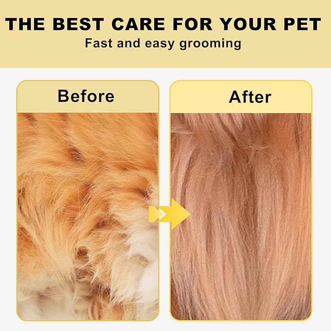 Pet Grooming Brush, Double Sided Undercoat Rake for Dogs &amp; Cats, Professional Deshedding Brush and Dematting Tool, Safe and Effective Removing Knots, Mats, Tangles,and Flying Hair