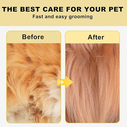 Pet Grooming Brush, Double Sided Undercoat Rake for Dogs &amp; Cats, Professional Deshedding Brush and Dematting Tool, Safe and Effective Removing Knots, Mats, Tangles,and Flying Hair