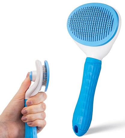 AIXINPET Cat &amp; Dog Self Cleaning Slicker Brush - Easy to Remove Loose Fur, Harmless Deshedding Grooming Tool, Massaging Function - Suitable for Shedding &amp; Furry Pets, like Rabbits and Ferrets