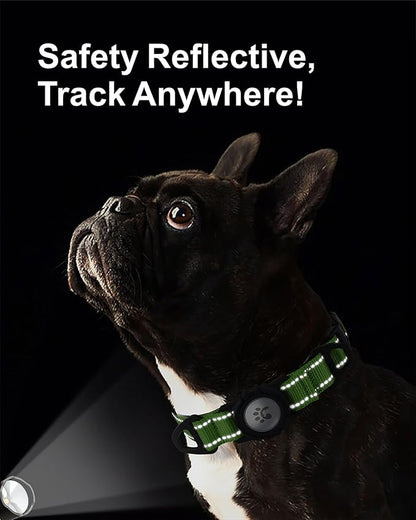 TagME Airtag Dog Collar,Waterproof Reflective Pet Collar with Airtag Holder,Soft Padded and Double D-Rings for Small Dogs,Green