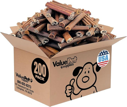 ValueBull USA Collagen Sticks for Dogs, 6 Inch Jumbo Chews, Natural Long-Lasting Dog Treats, 200 Count Bulk Pack - Promotes Joint, Skin &amp; Coat Health with Glucosamine and Chondroitin
