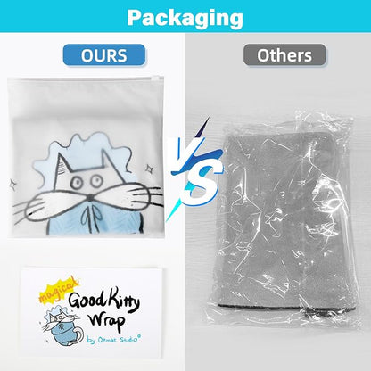 Cat Grooming Wrap: Premium Cat Wrap for Cutting Nails 2025 Thicker Upgraded, Self-Adherent Texture Hand Pocket Designed for Anti-Bite/Scratch, Eco-Friendly Dyed Funny Instruction &amp; Pattern (Size L)