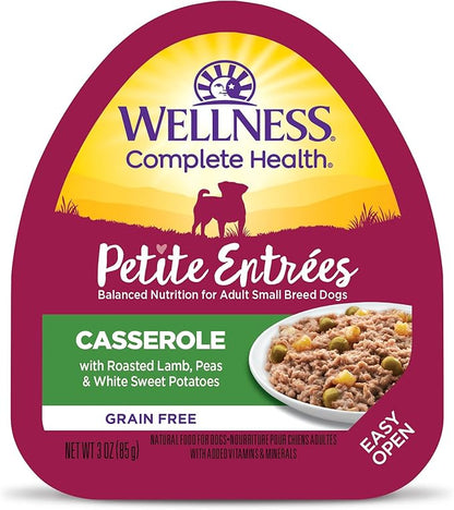 Wellness Petite Entrées Casserole with Roasted Lamb, Peas &amp; White Sweet Potatoes, 3-Ounce Cup (Pack of 12)