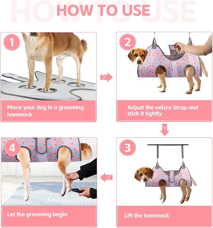 Dog Grooming Hammock for Small Dogs &amp; Cats, Dog Grooming Harness for Nail Trimming, Pet Grooming Sling Helper with Nail Clippers/Nail Trimmers