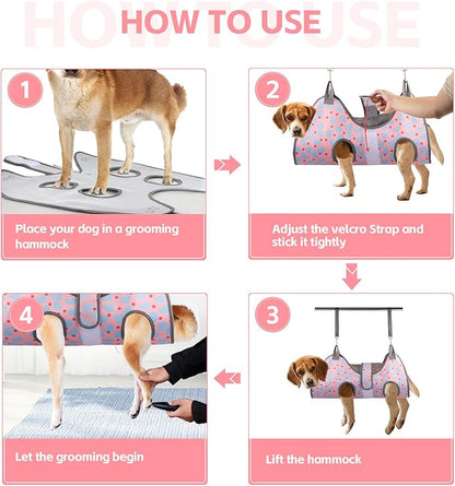 Dog Grooming Hammock for Small Dogs &amp; Cats, Dog Grooming Harness for Nail Trimming, Pet Grooming Sling Helper with Nail Clippers/Nail Trimmers