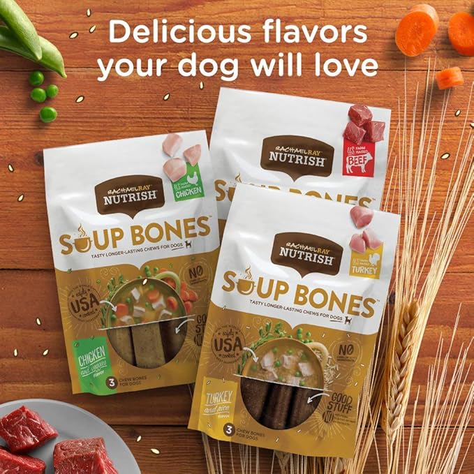 Rachael Ray Nutrish Dog Chews Soup Bones With Real Beef &amp; Barley, 24 Dog Treats