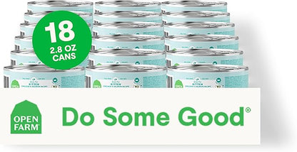 Open Farm Canned Kitten Food, Paté for Complete &amp; Balanced Nutrition, Grain-Free and Legume-Free Wet Kitten Food, Chicken &amp; Salmon Recipe, 2.8oz Cans (Case of 18)