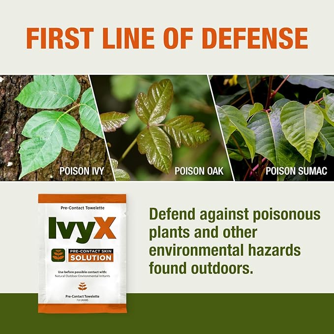 CoreTex Ivy X Pre-Contact Poison Ivy Wipes with Resealable Travel Bag - Pack of 15 Single-Use Barrier Wipes - Also Works on Poison Oak &amp; Sumac Oils - Quick Dry &amp; Chalk-Free Formula