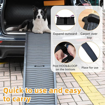 Dog Ramp for Car, Pet Ramp with Removable Non-Slip Pads for Large Small Medium Dog Cat, 60&