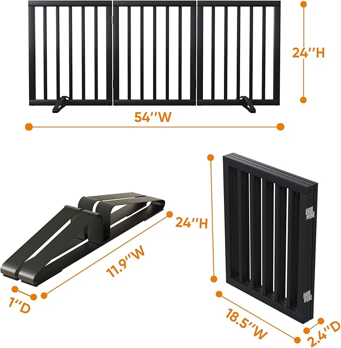 Black 18-55" Foldable Pet Gate for Stairs &amp; Doorways, Puppy Gate Fence