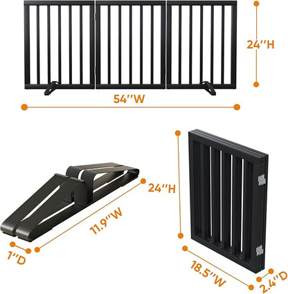 Black 18-55" Foldable Pet Gate for Stairs &amp; Doorways, Puppy Gate Fence