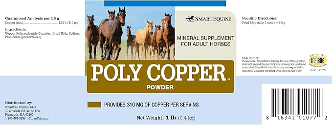 Uckele by SmartEquine Poly Copper | Equine Horse Coat Supplements for Skin | Vitamins &amp; Minerals Supplements for Horses Bones and Metabolism | 1 lb Jar