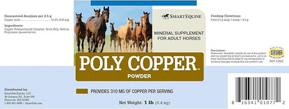 Uckele by SmartEquine Poly Copper | Equine Horse Coat Supplements for Skin | Vitamins &amp; Minerals Supplements for Horses Bones and Metabolism | 1 lb Jar