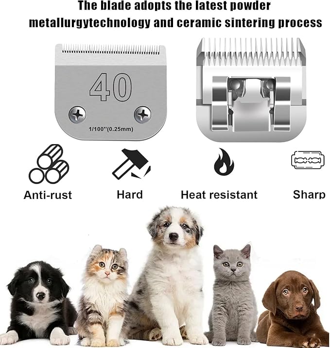 40 Blades for Dog Grooming Blades Compatible with Andis,Oster A5,Wahl km10 Dog Clippers,Size-
