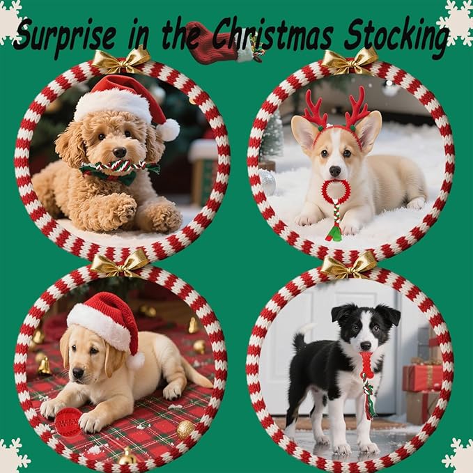 Dog Toys 15 Pack for Teeth Cleaning and Fun, Puppy Teething Chew Toys Tug Rope Squeaky Treat Balls &amp; Rubber Tous Bulk– Variety Dog Gifts Set Reduce Anxiety &amp; Save Furniture, Christmas