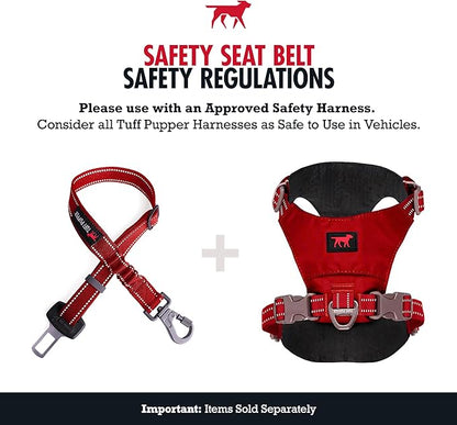 Tuff Pupper Dog Seat Belt | Adjustable Length Dog Seatbelt Restraint | Tangle-Free Locking Carabiner | Shock-Absorbing Bungee | Reflective Stitching for Visibility | Universal Fit for Cars &amp; Trucks