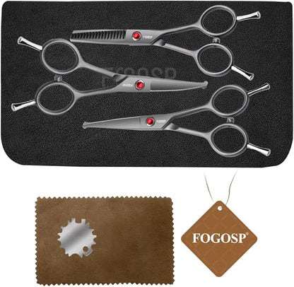 4.5" Dog Grooming Scissors - 3 Pcs Curved &amp; Straight Thinning Shears for Small Dogs &amp; Cats - Japan 440C Stainless Steel